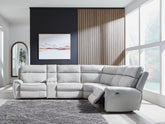 Warmstead Furniture - Ashley Furniture - Social Pointe Sectional - 3-Piece Power Reclining Sectional / Pearl/Ash - PC98802S3